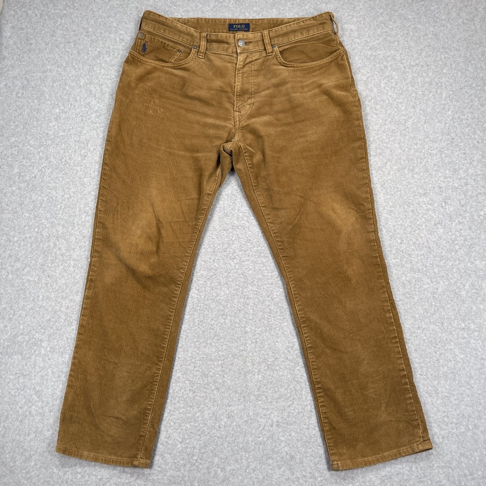 Polo Ralph Lauren Corduroy Pants Mens 36 x 30 (36x29) Brown Varick Slim Straight